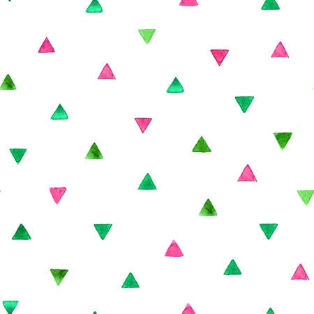 Seamless pattern with bright watercolor triangles isolated on white. Abstract vector seamless pattern.のイラスト素材
