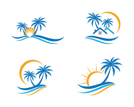 Palm tree summer logo template vector illustrationのイラスト素材