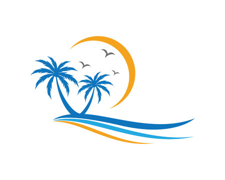 Palm tree summer logo template vector illustrationのイラスト素材