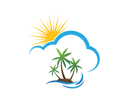Palm tree summer logo template vector illustrationのイラスト素材