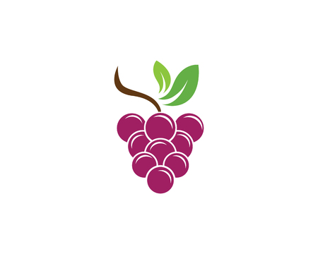 Bunch of wine grapes with leaf icon for food apps and websitesのイラスト素材