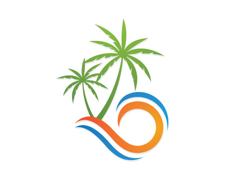 Palm tree summer logo template vector illustrationのイラスト素材