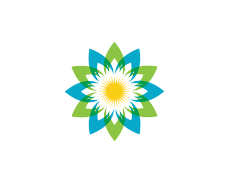 Green and blue and yellow tree leaf ecology nature elementのイラスト素材