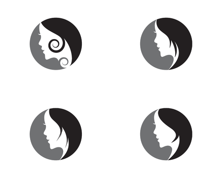 Woman face silhouette character illustration logo icon vectorのイラスト素材