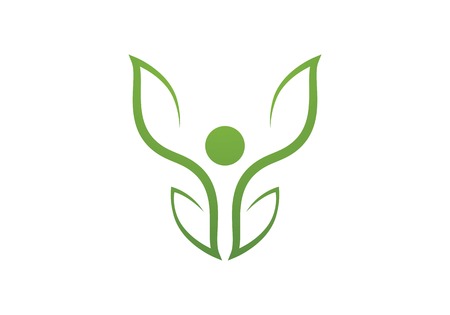 Human character logo sign. Health care logo. Leaf logo signのイラスト素材