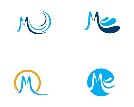M Letter Water wave icon vector illustration design logoのイラスト素材