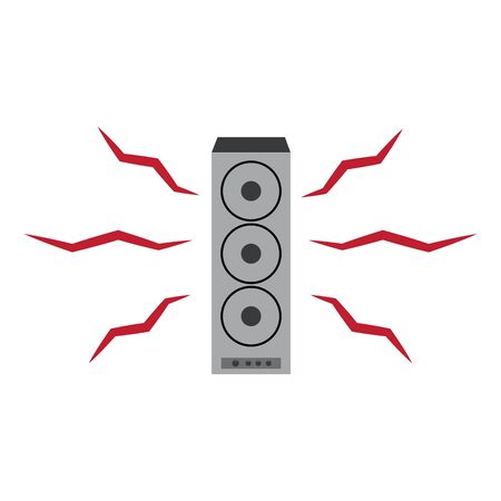 Acoustic speakers in plane wooden body, vector iconのイラスト素材