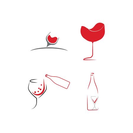 Set Wine icon Vector Illustration design Logo templateのイラスト素材