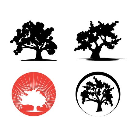 Oak Tree icon Vector Illustration design Logo templateのイラスト素材