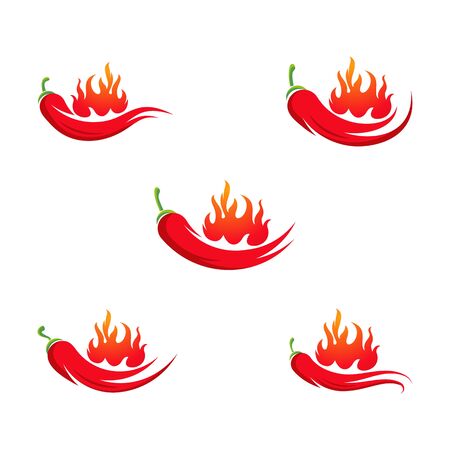 Red hot natural chili icon Template vector Illustrationのイラスト素材