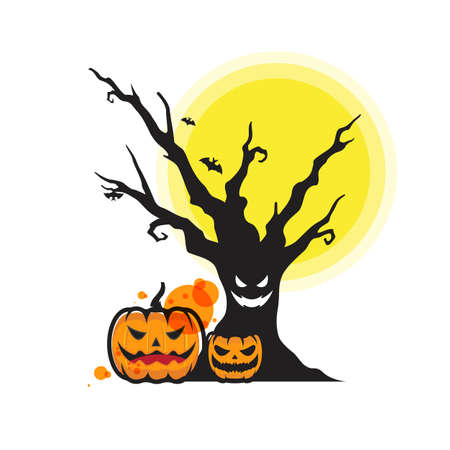 Halloween tree for your design for the holiday Halloween. Vector illustrationのイラスト素材