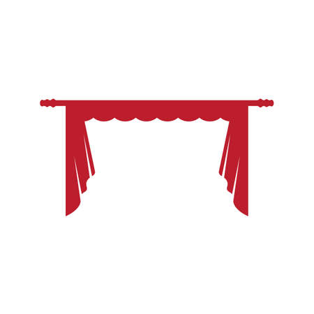 Red curtain cornice decor domestic fabric interior drapery textile lambrequin, vector illustration curtaineのイラスト素材
