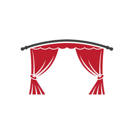 Red curtain cornice decor domestic fabric interior drapery textile lambrequin, vector illustration curtaineのイラスト素材