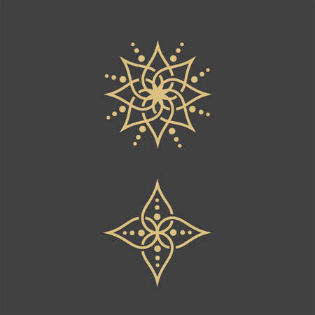 Geometric logo template. Vector circular arabic ornamental symbolsのイラスト素材