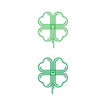 Green Clover Leaf icon Template Design Vectorのイラスト素材