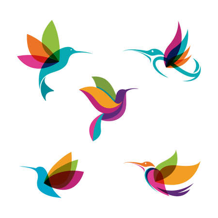 Humming bird Vector icon design illustration Templateのイラスト素材