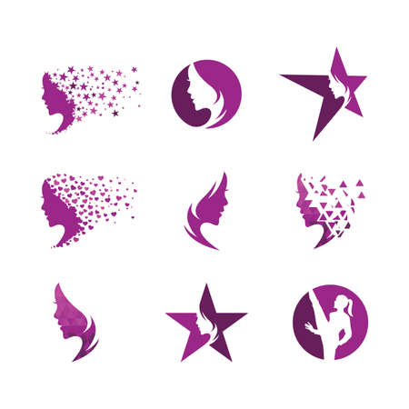Woman face silhouette character illustration logo icon vectorのイラスト素材