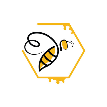 Honey bee logo design template. Honeycomb icon. Vector illustrationのイラスト素材