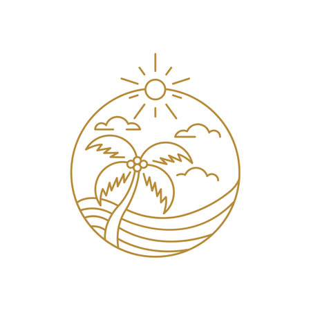 Palm tree summer logo template vector illustrationのイラスト素材