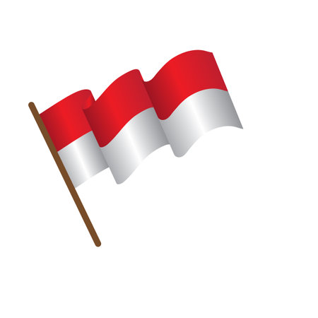 Indonesia flag, vector illustration on a white background. Flat designのイラスト素材