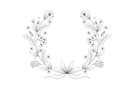 Spring art Flower with leaves botanical elementsのイラスト素材