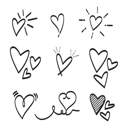 Set of love vector illustration hand drawnのイラスト素材