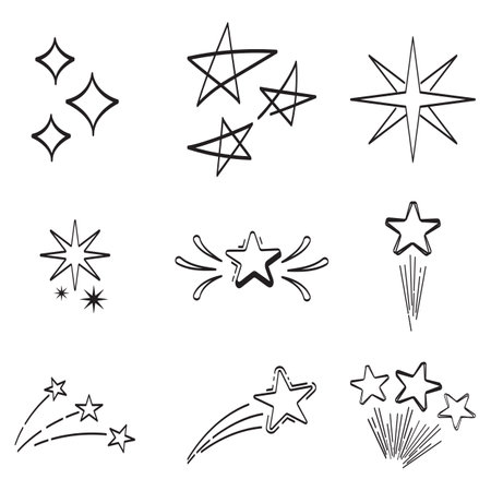 Set of star vector illustration hand drawnのイラスト素材