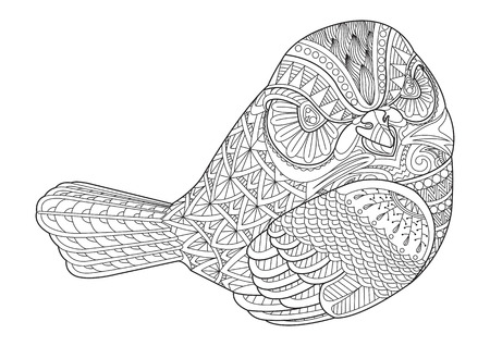Drawing bird for coloring page, shirt design effect, tattoo, poster, print or t-shirt.のイラスト素材