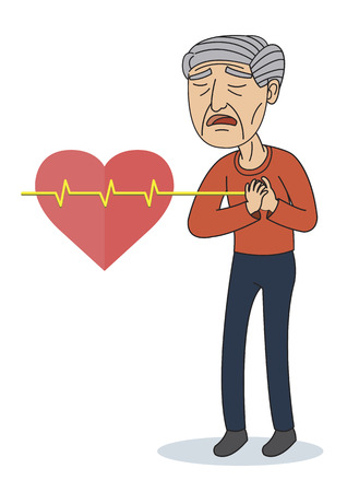 Vector Illustration of Old man having Chest Painのイラスト素材