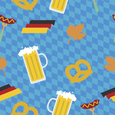 Oktoberfest beer festival pattern. Germany fest illustrationのイラスト素材