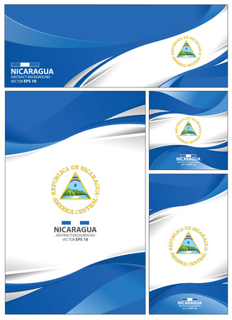 Nicaragua flag abstract colors background. Collection banner design. brochure vector illustration.のイラスト素材