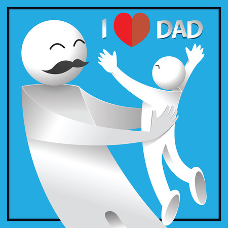 I love dad. happy father's day card. concept paper design. vector illustration.のイラスト素材