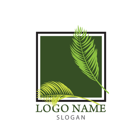 Palm tree logo. Resort and Spa emblem. coconut leaves icon. vector illustration.のイラスト素材