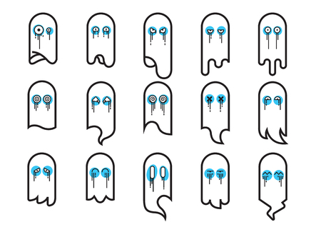 Scary ghosts design, Halloween characters icons setのイラスト素材