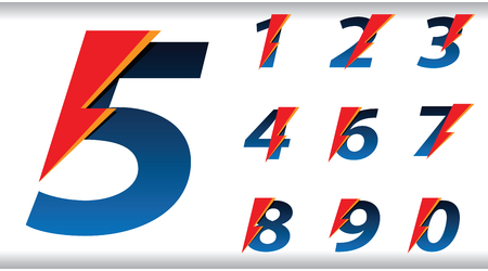 Flash speed numbers. Sport elements for sportswear, t-shirt, banner, card, labels or posters.のイラスト素材