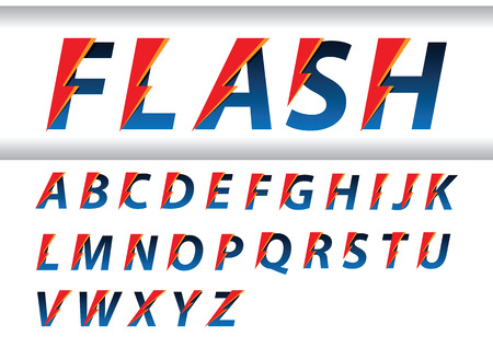 Flash speed alphabet. Design letters. Sport elements for sportswear, t-shirt, banner, card, labels or posters.のイラスト素材