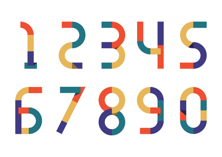 Numbers Retro Color paper Style Logo Design Template Element. vector illustration.のイラスト素材