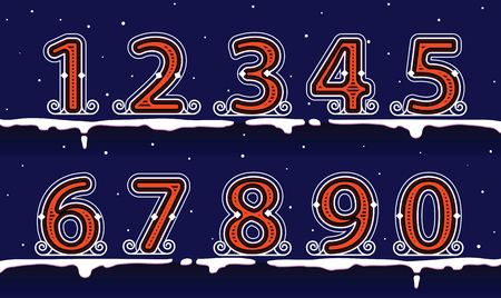 Number winter classic on the Snow. Decorated graphic style. Vector illustration.のイラスト素材