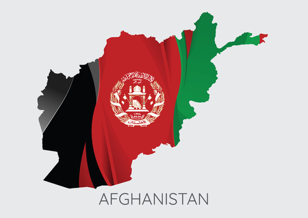 Map of Afghanistan with flag as texture isolated on grey background.のイラスト素材