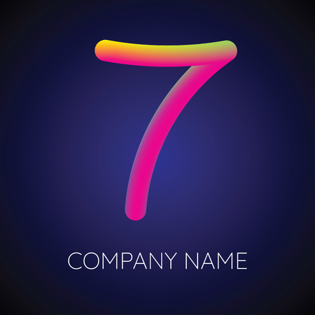 Colorful blending number 7. Modern abstract 3D render design element. vector illustration.のイラスト素材