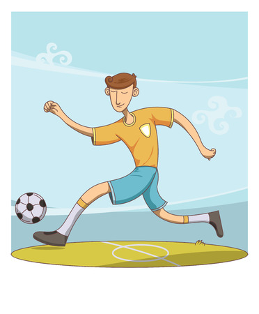 Soccer player kick the ball illustration.のイラスト素材