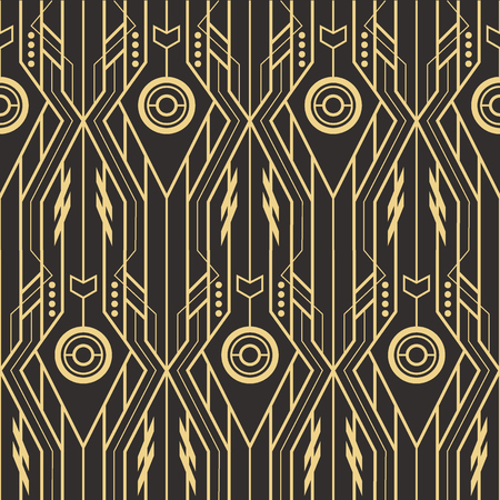 Vector modern tiles pattern. Abstract art deco seamless monochrome backgroundのイラスト素材