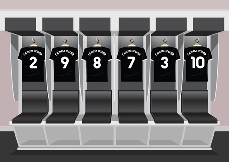 Soccer dressing rooms team. football sport black shirt vector illustrationのイラスト素材