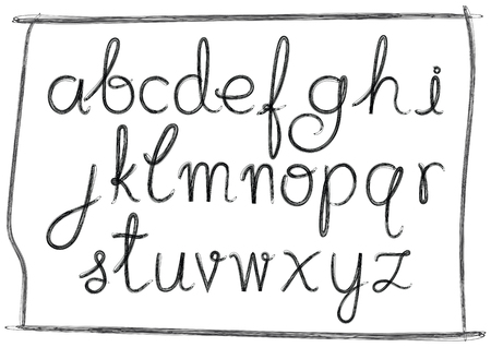 Vector hand drawn typeface. Brush painted letters. Handwritten script alphabet isolated on white background. Handmade alphabet for your designs. のイラスト素材