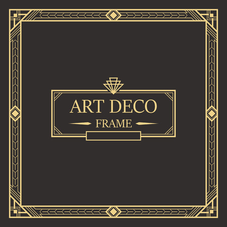 Art deco border and frame. Creative template in style of 1920s for your design. Vector illustration. EPS 10のイラスト素材