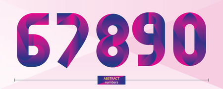 Vector graphic numbers in a set 6, 7, 8, 9, 0, with purple color geometric styleのイラスト素材
