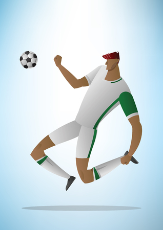 Illustration of football player action kicking the ball.のイラスト素材