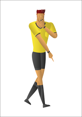 Soccer referee pointing to penalty mark from which kick is to be taken vector illustrationのイラスト素材