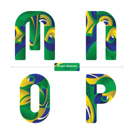 Vector graphic alphabet in a set M,N,O,P, with brazil abstract styleのイラスト素材