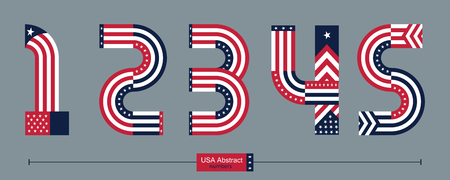 Vector graphic numbers in a set 1,2,3,4,5, with USA flag abstract styleのイラスト素材